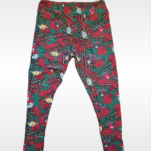 Colorful Santa Print Leggings - Picture 3 of 5
